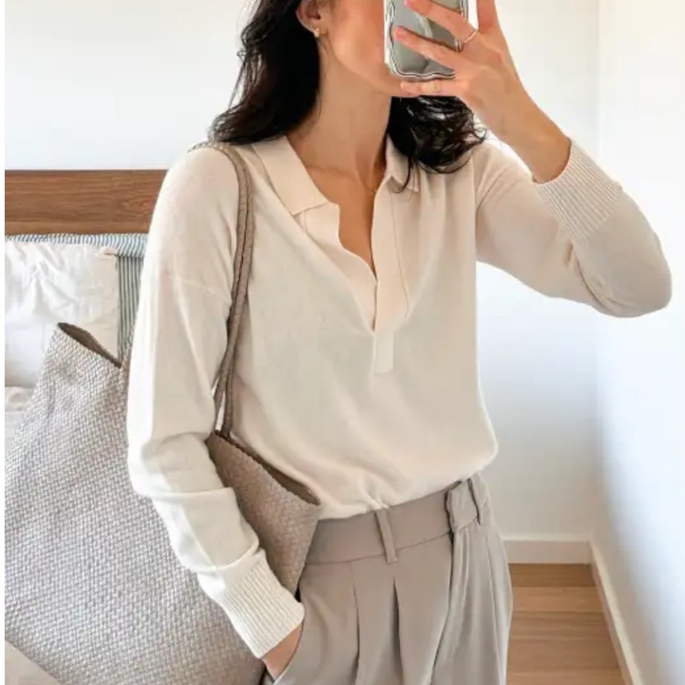 Quince Cream Long Sleeve Top